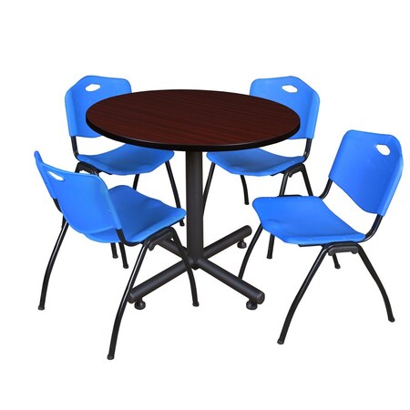 Kobe Kobe Round Table & Chair Set, Wood, Metal, Plastic Top, Mahogany TKB42RNDMH47BE